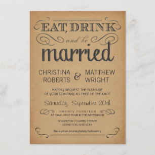 Rustic Typography Old Parchment Wedding Invitation