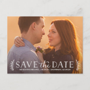 Rustic Typography Overlay Photo Save the Date Announcement Postcard