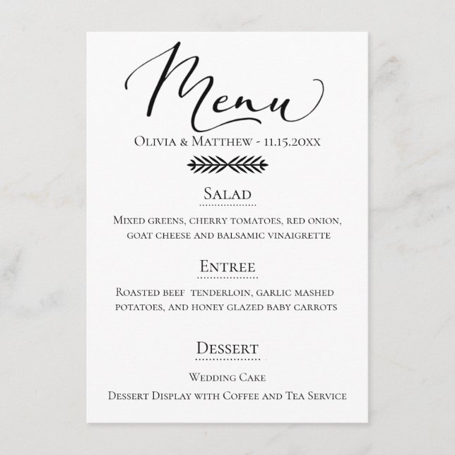 Rustic Typography Wedding Menu (Front)