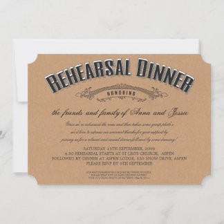 Rustic Typography Wedding Rehearsal Dinner Invite