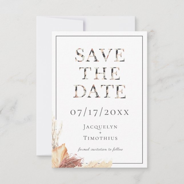 Rustic Typography Wedding Save The Date Card (Front)