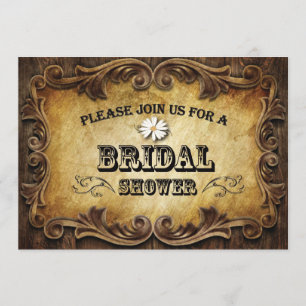 rustic typography western country wedding invitation