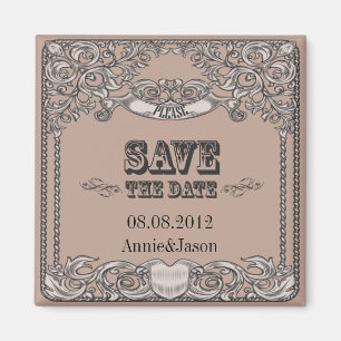 rustic typography western country wedding magnet