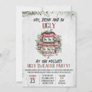 Rustic Ugly Sweater Christmas Party Invitation