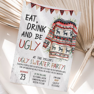 Rustic Ugly Sweater Christmas Party Invitation