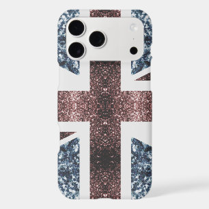 Rustic UK flag red blue sparkles glitters