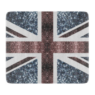 Rustic UK flag red blue sparkles glitters Cutting Board