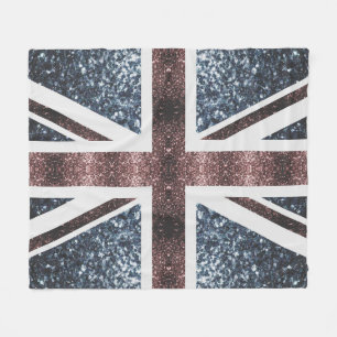 Rustic UK flag red blue sparkles glitters Fleece Blanket