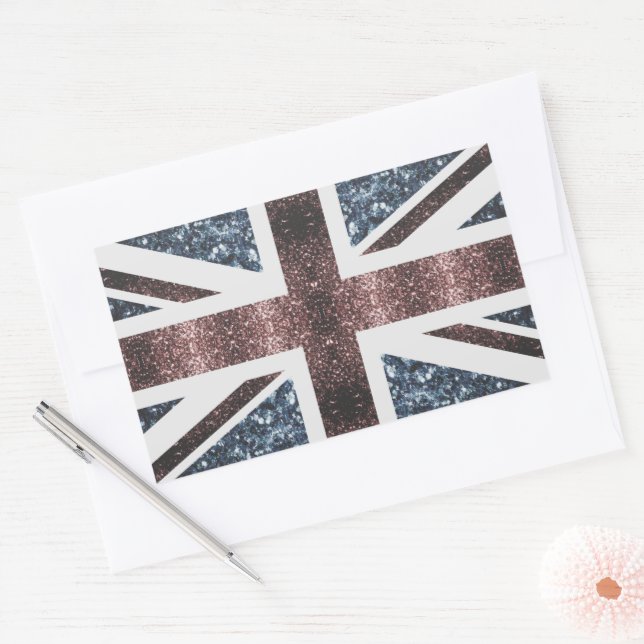 Rustic UK flag red blue sparkles glitters Rectangular Sticker (Envelope)