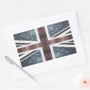 Rustic UK flag red blue sparkles glitters Rectangular Sticker