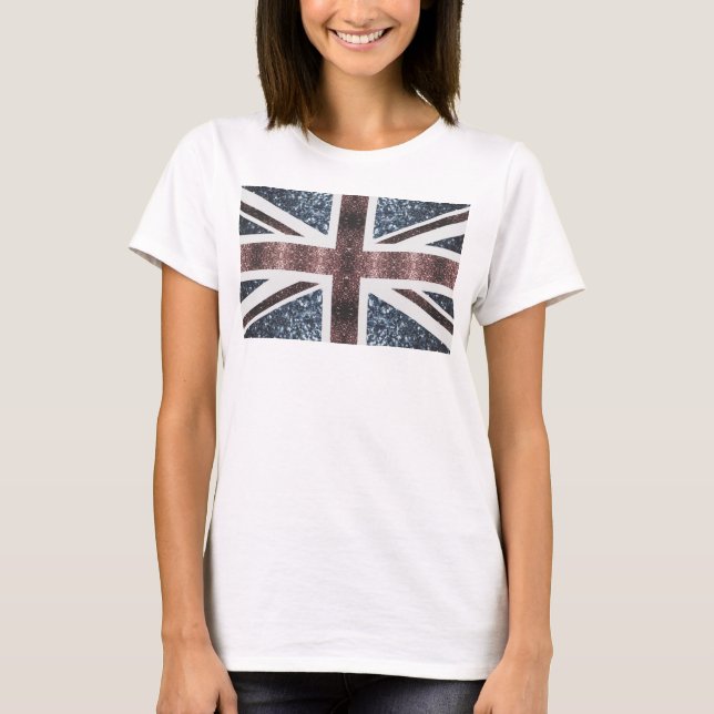 Rustic UK flag red blue sparkles glitters T-Shirt (Front)