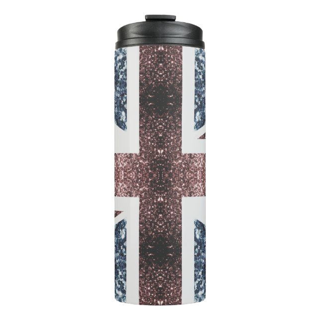 Rustic UK flag red blue sparkles glitters Thermal Tumbler (Front)