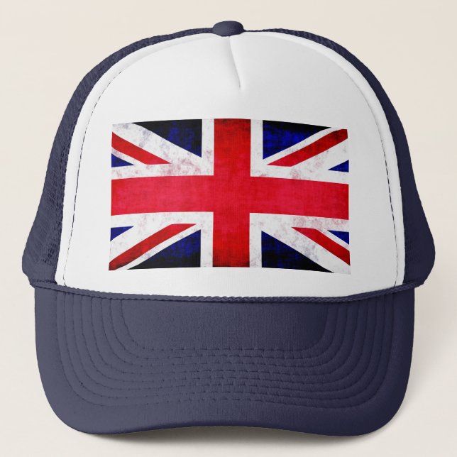 Rustic Union Jack UK Flag Trucker Hat (Front)