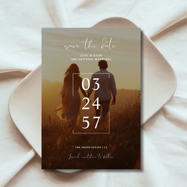 Rustic Unique Minimalist Digital Wedding Photo Save The Date (Creator Uploaded)