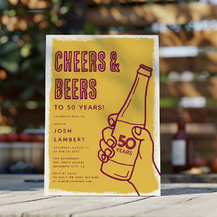 Rustic Urban Doodle Cheers & Beers Adult Birthday Invitation