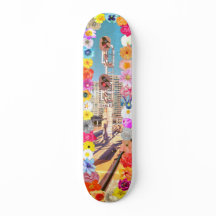 Rustic Urban Flowers Skateboard