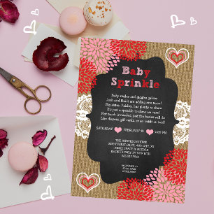 Rustic Valentine baby sprinkle invites