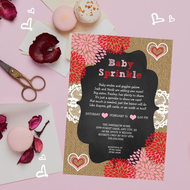 Rustic Valentine baby sprinkle invites (Creator Uploaded)
