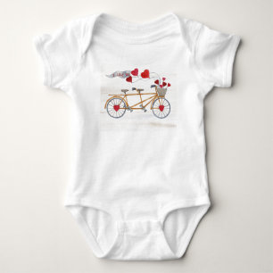 Rustic Valentine Bicycle Built For Two Baby Bodysuit