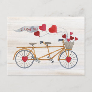 Rustic Valentine Bicycle Built For Two Postcard