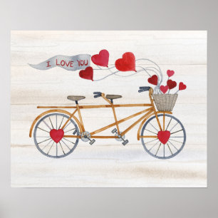 Rustic Valentine Bicycle Built For Two Poster