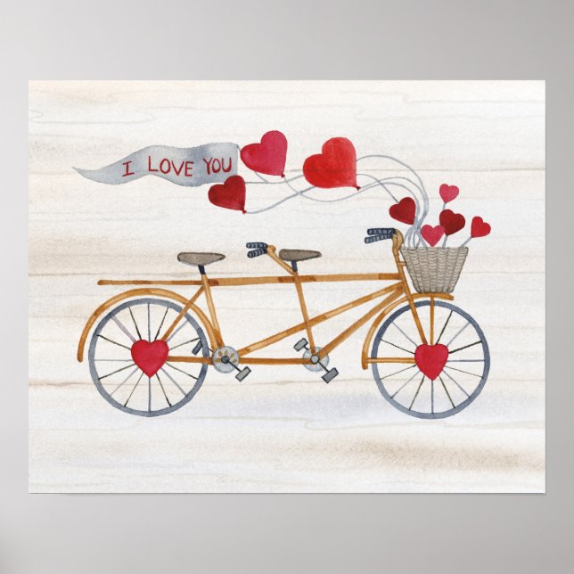 Rustic Valentine Bicycle Built For Two Poster (Front)
