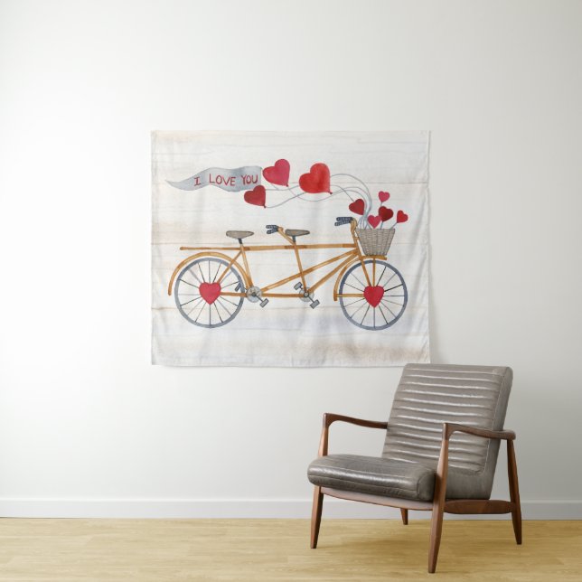 Rustic Valentine Bicycle Built For Two Tapestry (In Situ (Horizontal))