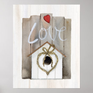 Rustic Valentine Birdhouse Poster