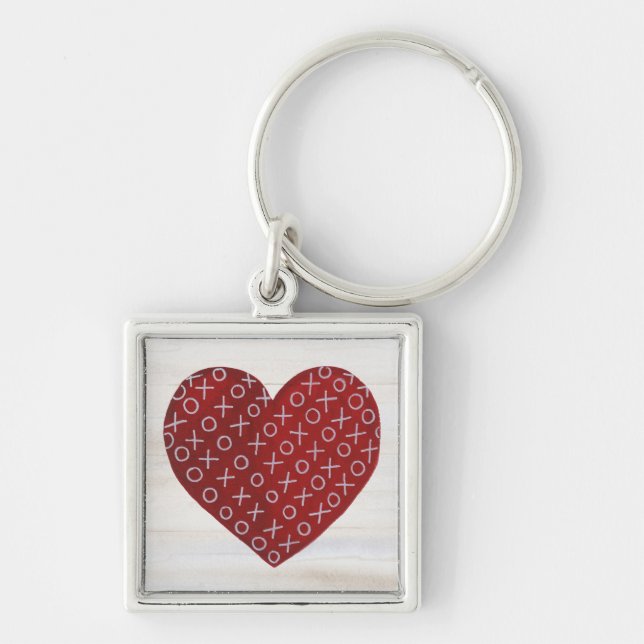 Rustic Valentine | Hugs & Kisses Heart Key Ring (Front)