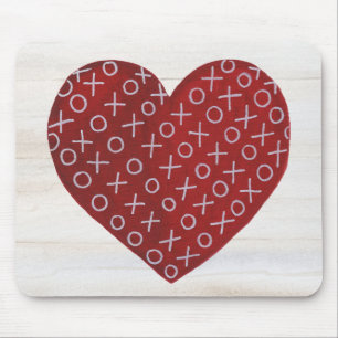 Rustic Valentine Hugs & Kisses Heart Mouse Pad