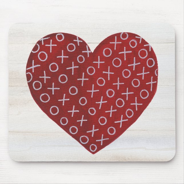 Rustic Valentine | Hugs & Kisses Heart Mouse Pad (Front)