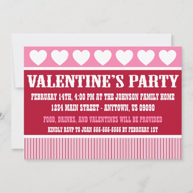 Rustic Valentine's Day Party Invitation (Dark Red) (Front)