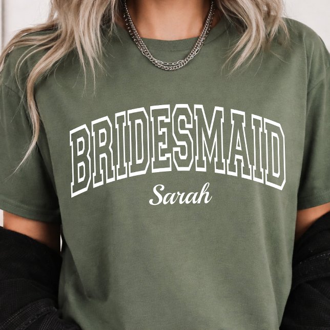 Rustic Varsity Bridesmaid Custom Bridal Squad T-Shirt (Bachelorette Party,

Bridal Shower Gift, Custom Wedding Shirt, Engagement Gift, Bridal Brunch Gift)