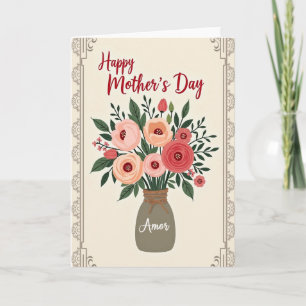 Rustic Vase Mothers Day Card