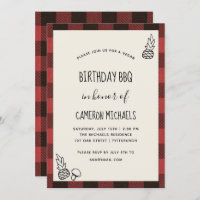 Rustic Vegan Birthday BBQ Red Plaid