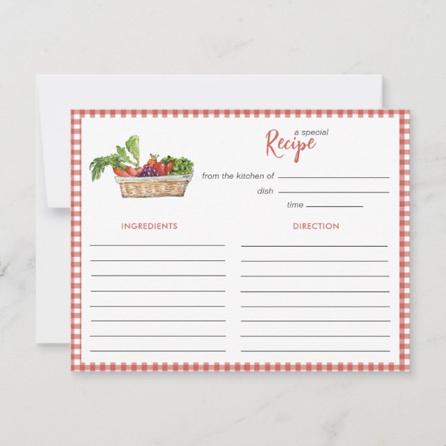 Rustic vegetables Bridal shower Recipe card (Front)