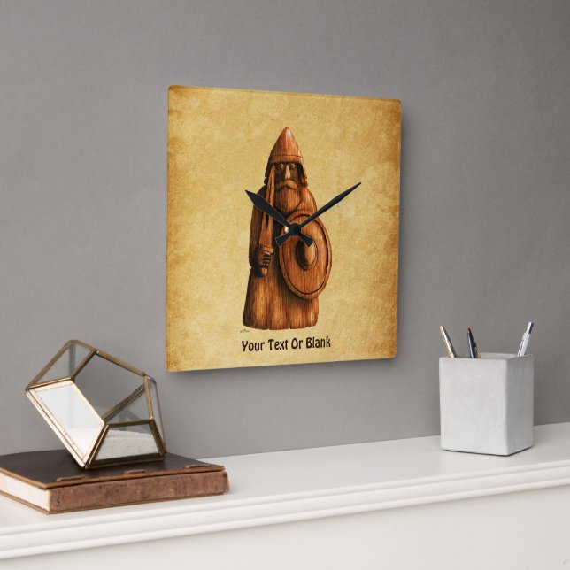 Rustic Viking Square Wall Clock (Office)
