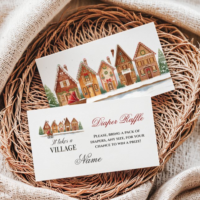 Rustic Village Houses Winter Baby Shower Diaper Enclosure Card (Creator Uploaded)