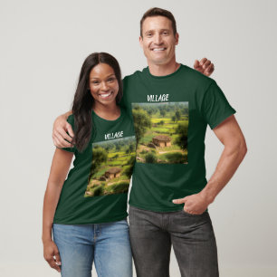 Rustic Village Landscape T-Shirt Countryside Nat