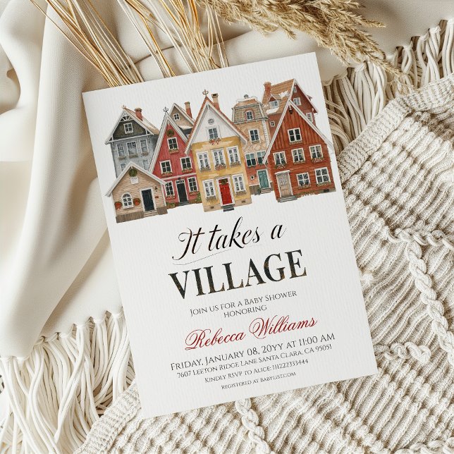 Rustic Village Winter Christmas Baby Shower Invitation (Creator Uploaded)