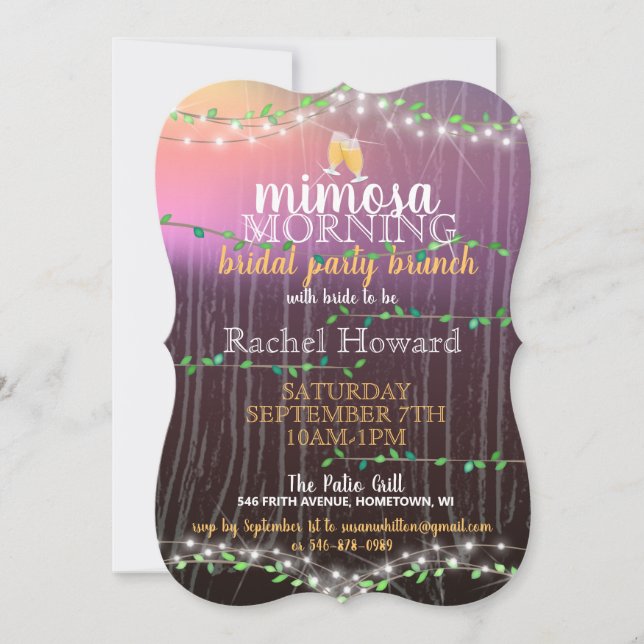 Rustic Vine & Lights Bridal Brunch Invitation (Front)