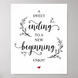 Rustic Vines. Black font, Wedding Dessert Poster
