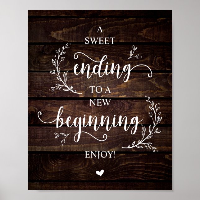 Rustic Vines, Country Wood Wedding Party Dessert Poster (Front)