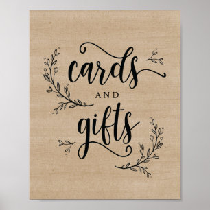 Rustic Vines Wedding Cards and Gifts Sign Poster