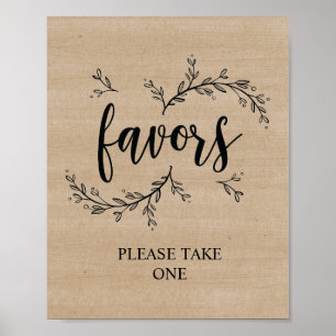 Rustic Vines Wedding favours sign