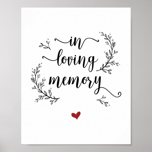 Rustic Vines Wedding In loving memory, memorial Poster (Front)