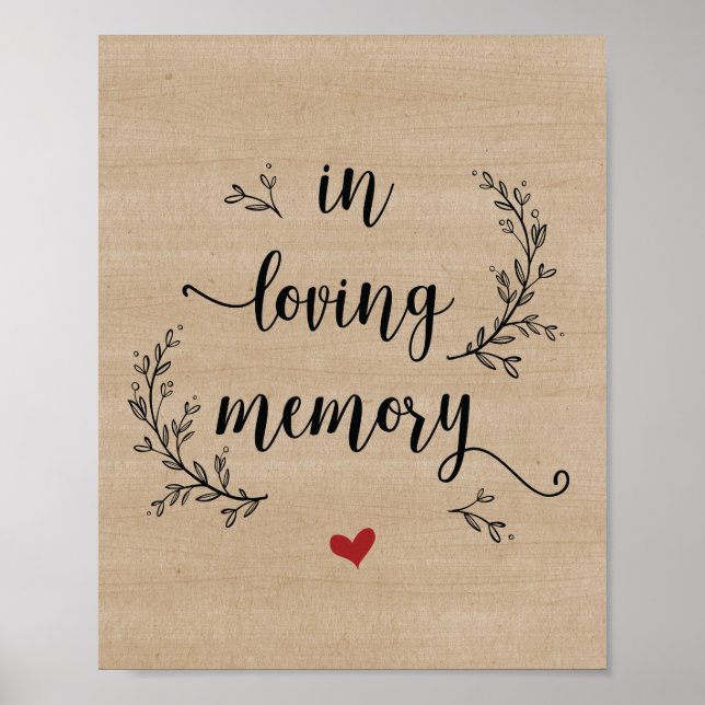 Rustic Vines Wedding In loving memory sign (Front)