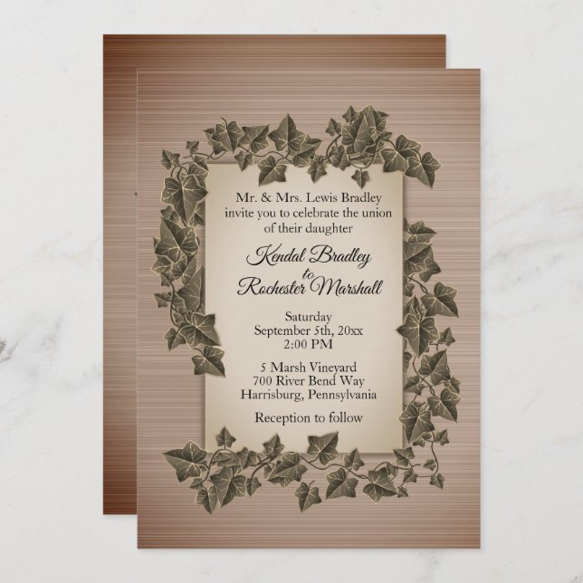 Rustic Vines Wedding Invitation (Front/Back)