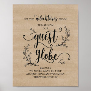 Rustic Vines Wedding Sign Our Guest Globe Sign v2
