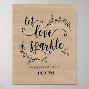 Rustic Vines Wedding Sparkler send off sign poster